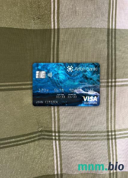 Iceland Arion visa signature card wygląd fotograficzny skan PSD + zdjęcie